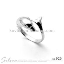 Lovely golfinho forma jóias anéis de prata esterlina bonito para meninas